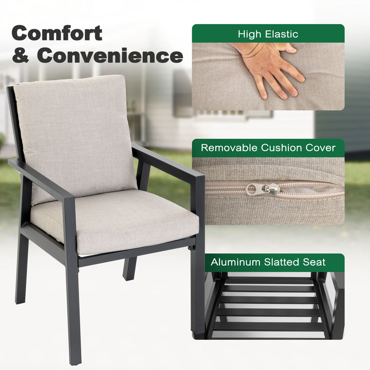 Outdoor 4-Piece Aluminum Dining Chairs with Gray Cushions