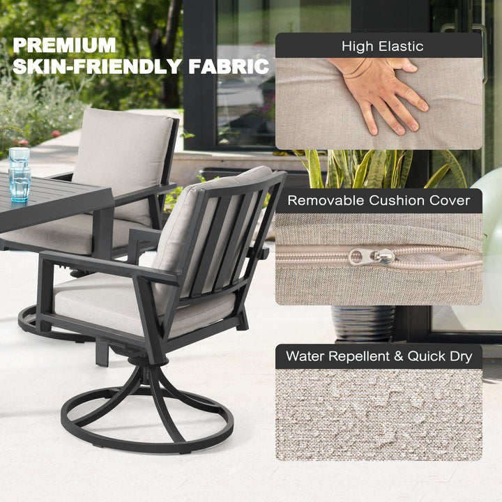 Outdoor 2-Piece Aluminum Swivel Chairs with Gray Cushions