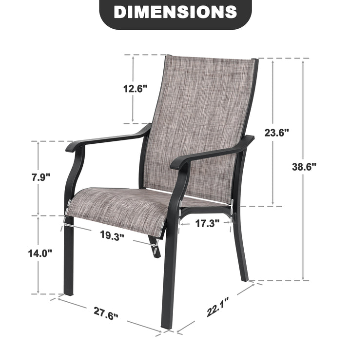 Outdoor 2-Piece Textilene Dining Chairs with Aluminum Frame, Grayish Brown
