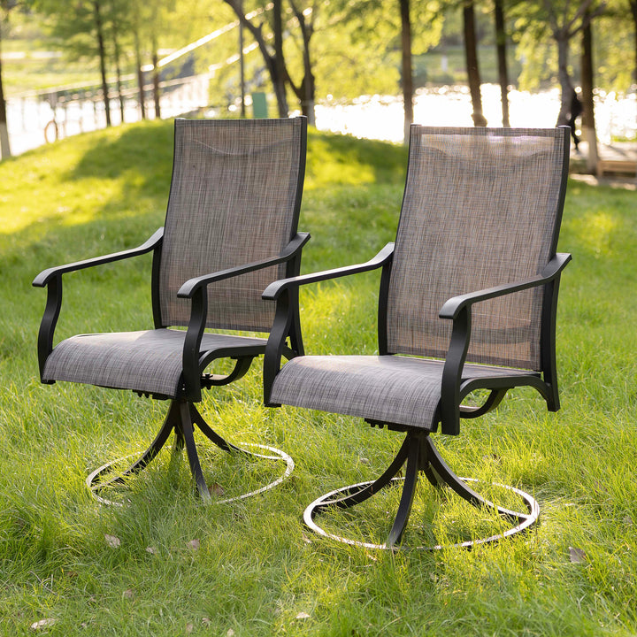 Patio 2-Piece Swivel Dining Chairs, Breathable Textilene and Aluminum Frame