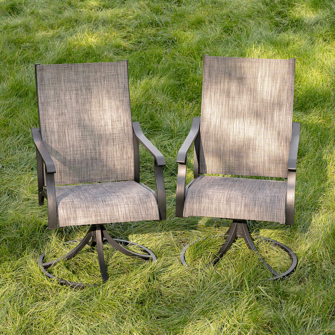 Patio 2-Piece Swivel Dining Chairs, Breathable Textilene and Aluminum Frame