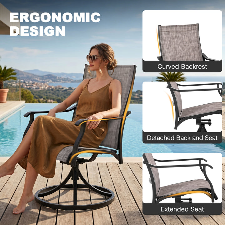 Patio 2-Piece Swivel Dining Chairs, Breathable Textilene and Aluminum Frame