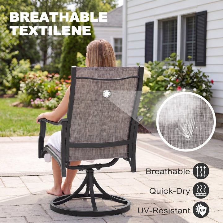 Patio 2-Piece Swivel Dining Chairs, Breathable Textilene and Aluminum Frame
