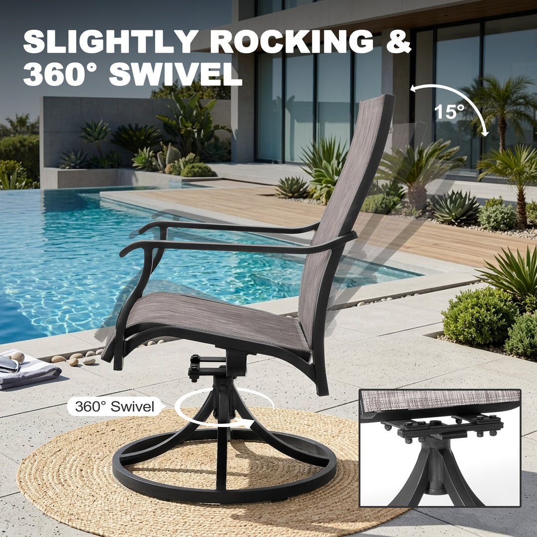 Patio 2-Piece Swivel Dining Chairs, Breathable Textilene and Aluminum Frame