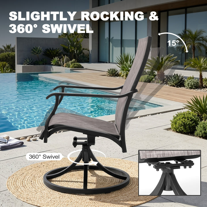 Patio 2-Piece Swivel Dining Chairs, Breathable Textilene and Aluminum Frame