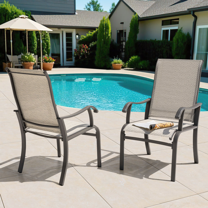 Outdoor 2-Piece Textilene Dining Chairs with Ergonomic Design, Beige