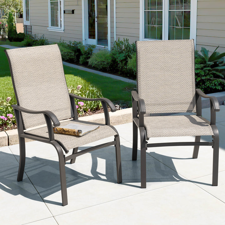 Outdoor 2-Piece Textilene Dining Chairs with Ergonomic Design, Beige