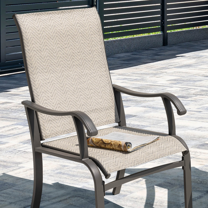 Outdoor 2-Piece Textilene Dining Chairs with Ergonomic Design, Beige
