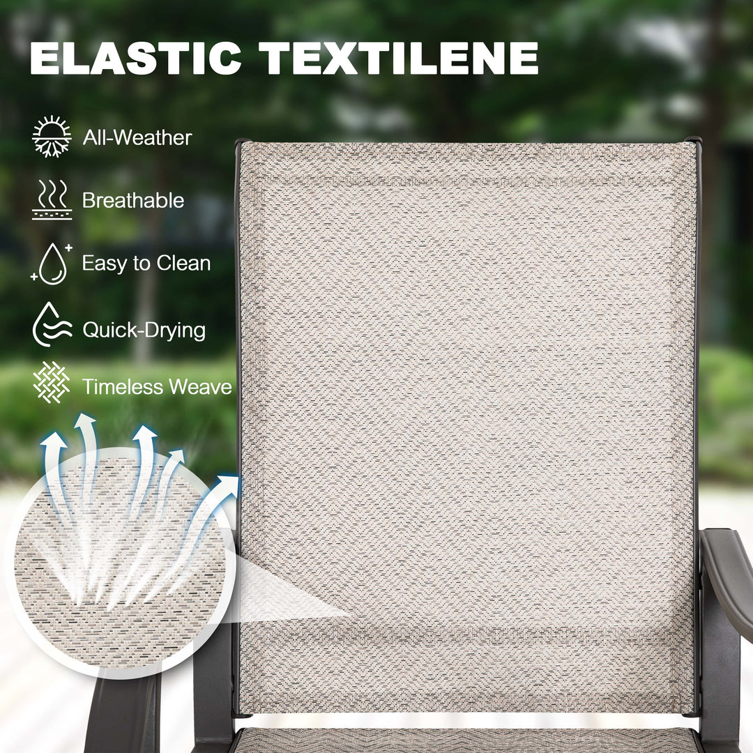 Outdoor 2-Piece Textilene Dining Chairs with Ergonomic Design, Beige