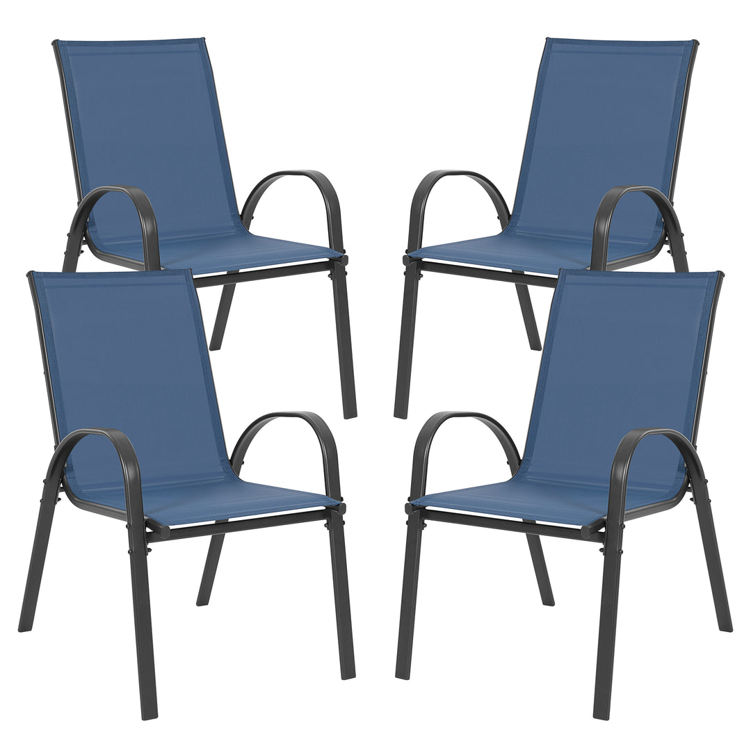 Patio 4-Piece Textilene Dining Chairs with Armrests and Stackable Design