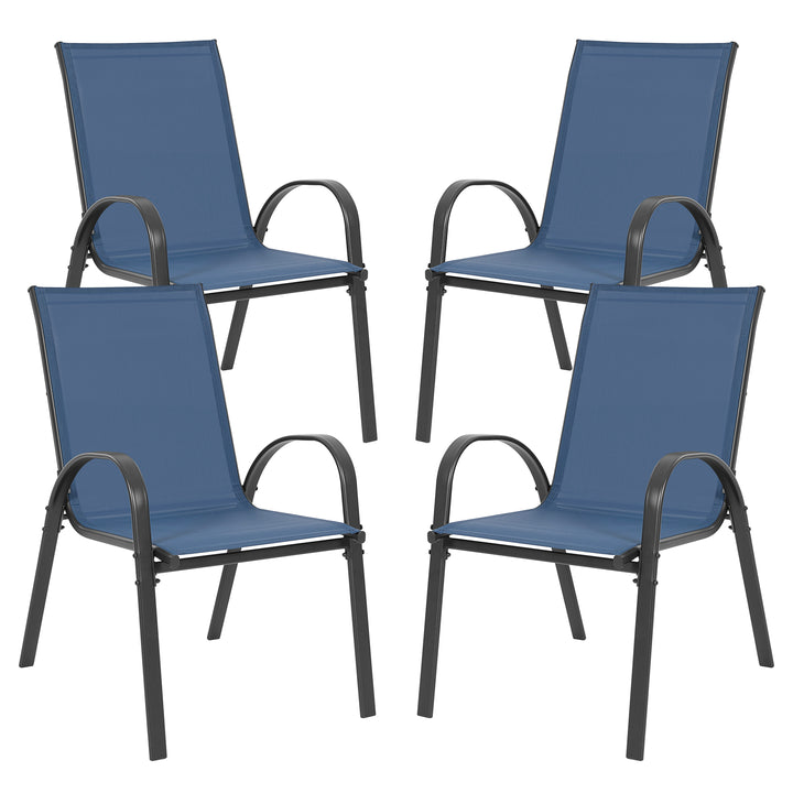 Patio 4-Piece Textilene Dining Chairs with Armrests and Stackable Design