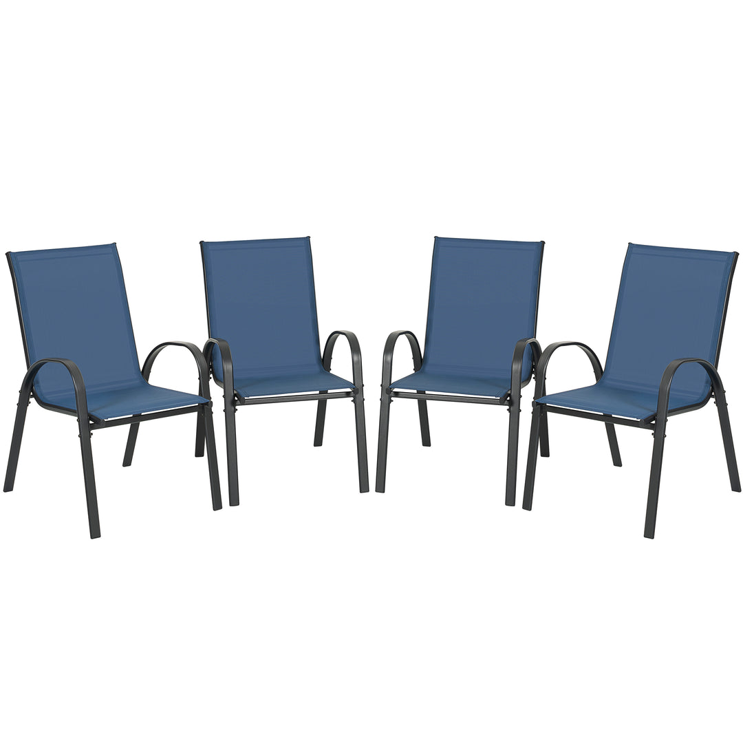 Patio 4-Piece Textilene Dining Chairs with Armrests and Stackable Design