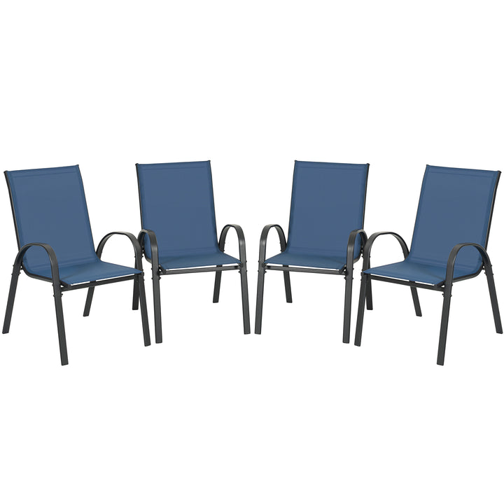 Patio 4-Piece Textilene Dining Chairs with Armrests and Stackable Design