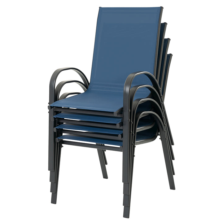 Patio 4-Piece Textilene Dining Chairs with Armrests and Stackable Design