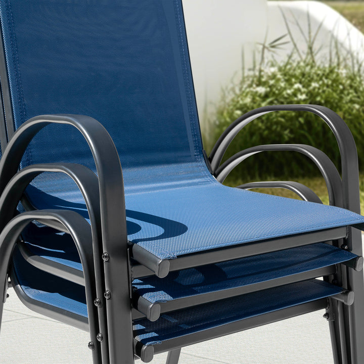 Patio 4-Piece Textilene Dining Chairs with Armrests and Stackable Design