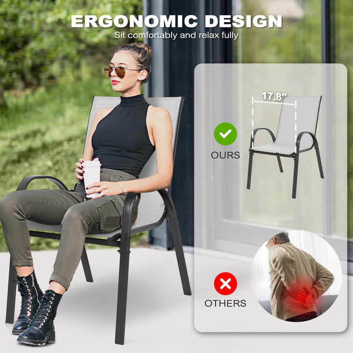 Patio 4-Piece Textilene Dining Chairs with Armrests and Stackable Design