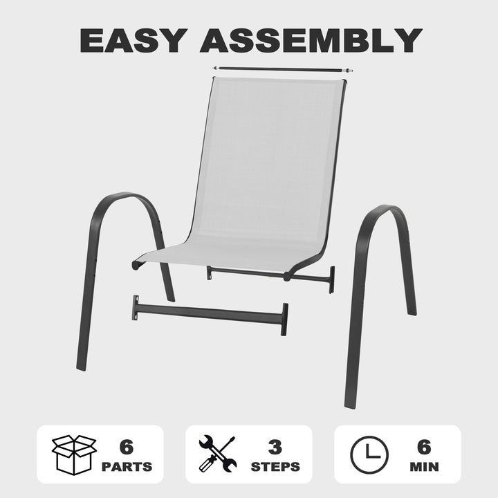 Patio 4-Piece Textilene Dining Chairs with Armrests and Stackable Design