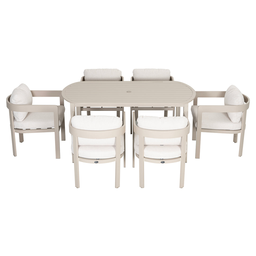 Patio Time 7-Piece Aluminum Outdoor Dining Set, with 63" Round Table for 6 People