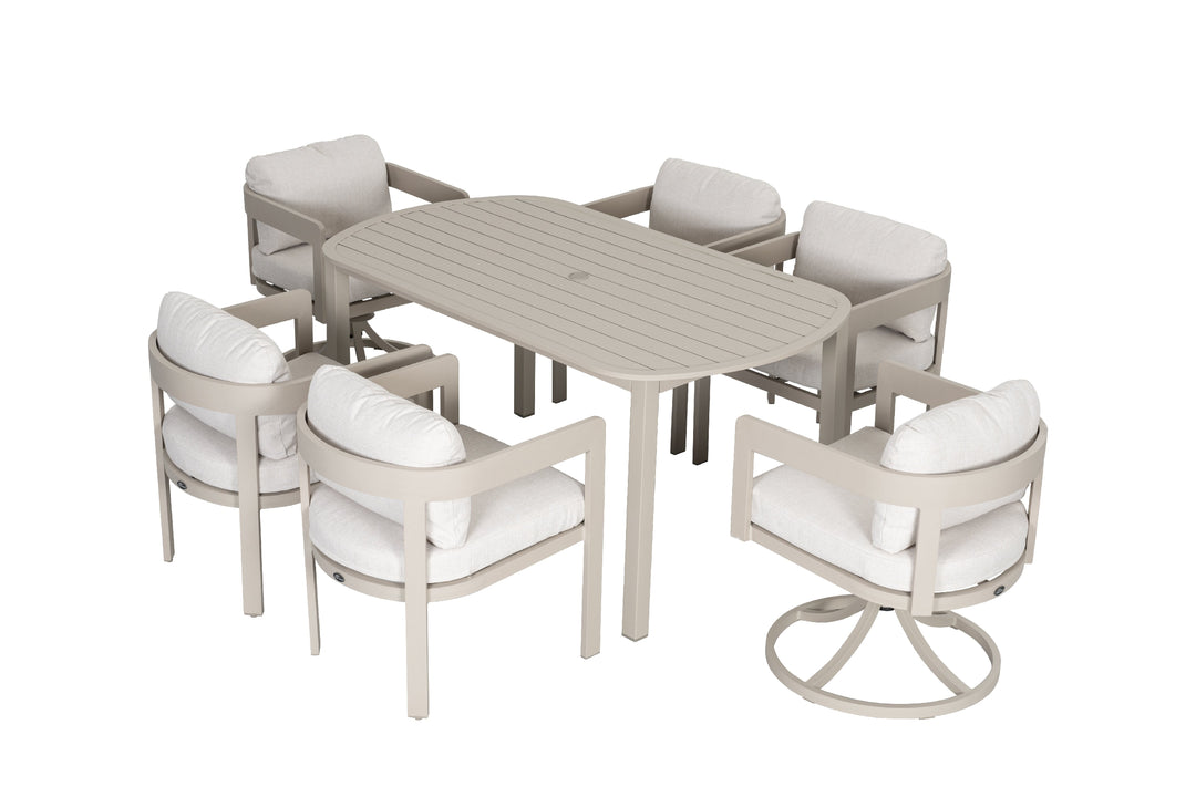 Patio Time 7-Piece Aluminum Outdoor Dining Set, with 63" Round Table for 6 People