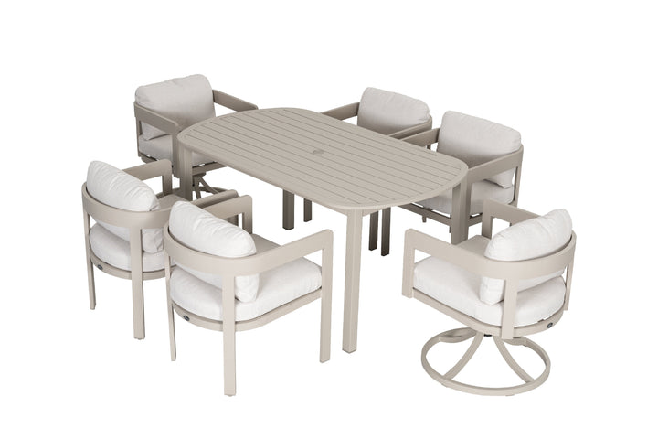 Patio Time 7-Piece Aluminum Outdoor Dining Set, with 63" Round Table for 6 People