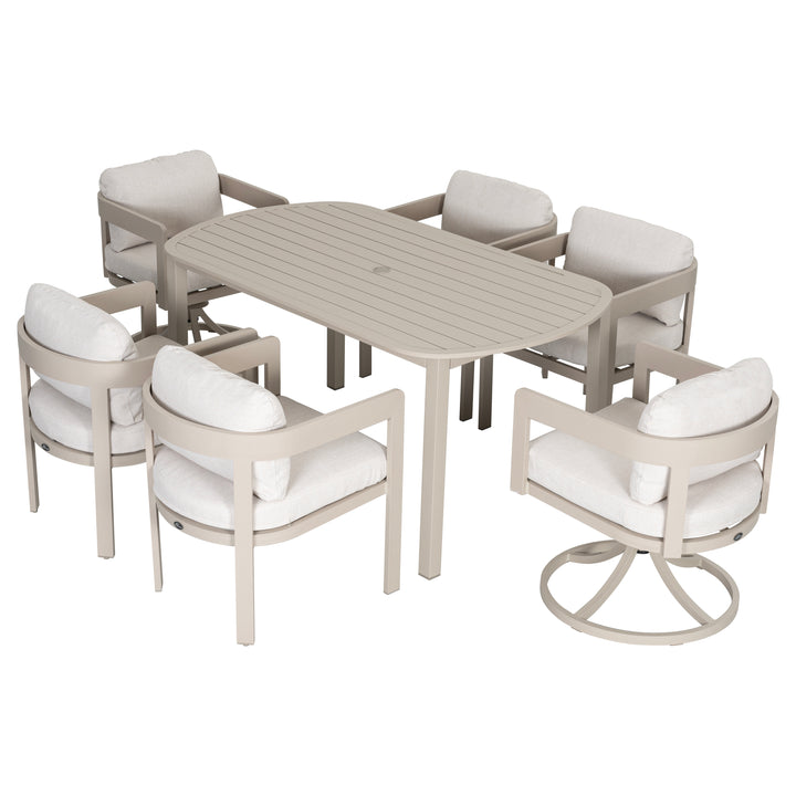 Patio Time 7-Piece Aluminum Outdoor Dining Set, with 63" Round Table for 6 People