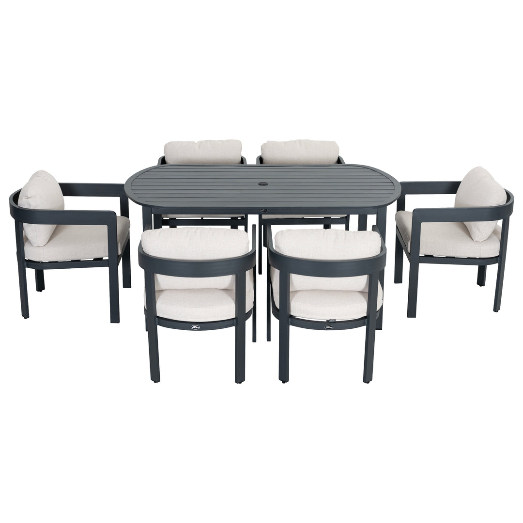 Patio Time 7-Piece Aluminum Outdoor Dining Set, with 63" Round Table for 6 People