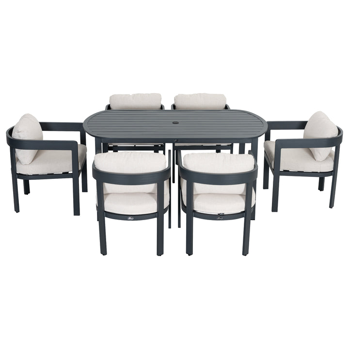 Patio Time 7-Piece Aluminum Outdoor Dining Set, with 63" Round Table for 6 People