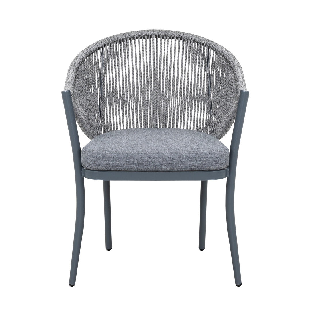 Outdoor 4-Piece Woven Rope Conversation Chair Set, Aluminum, Gray