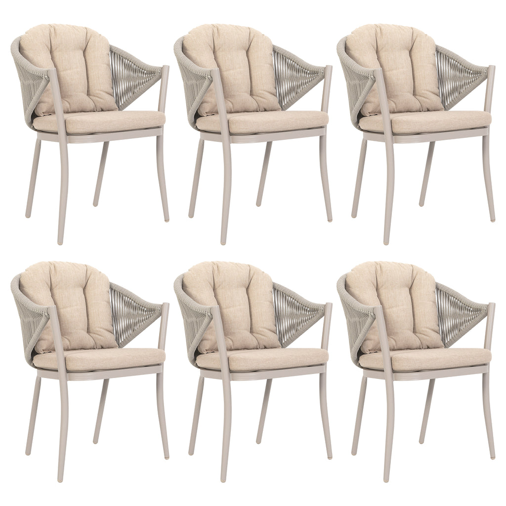 Outdoor 6-Piece Woven Rope Conversation Chair Set DW101-KF