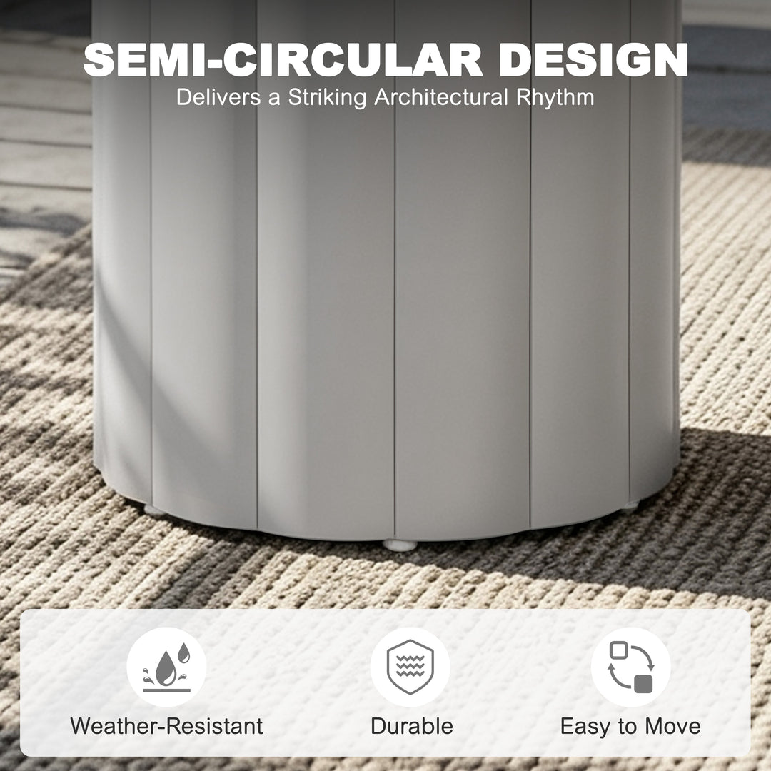 Aluminum 19.7" Round Outdoor Side Table with Tempered Glass Tabletop