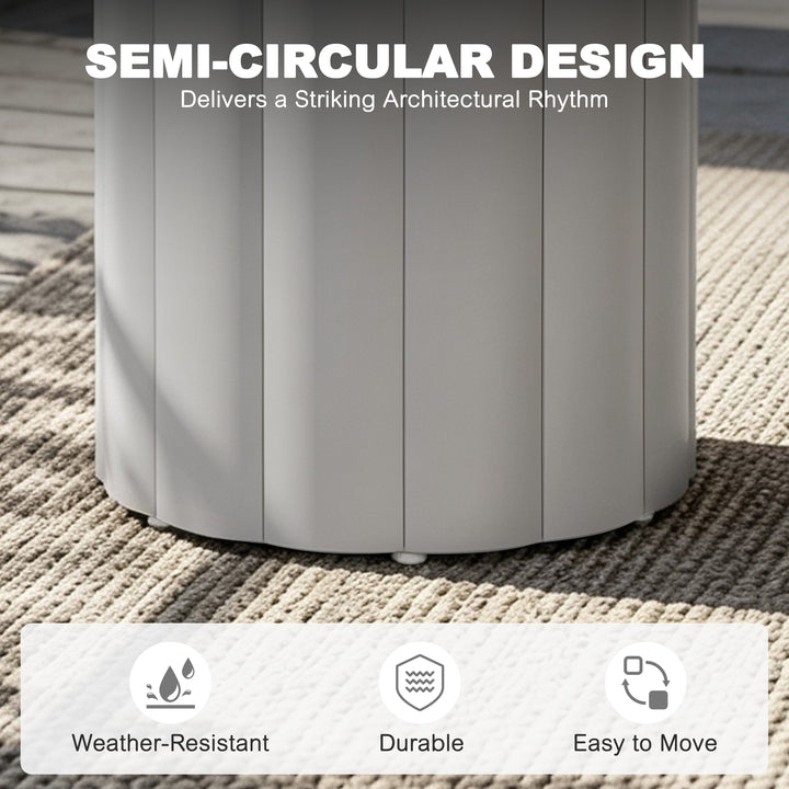 Aluminum 19.7" Round Outdoor Side Table with Tempered Glass Tabletop