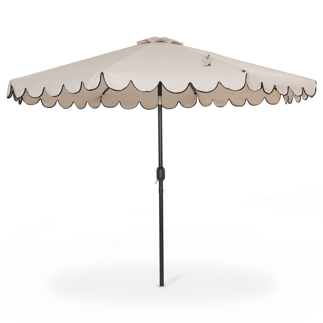 9' Aluminum Olefin Scalloped Market Umbrella with Push-Button Tilt, Crank