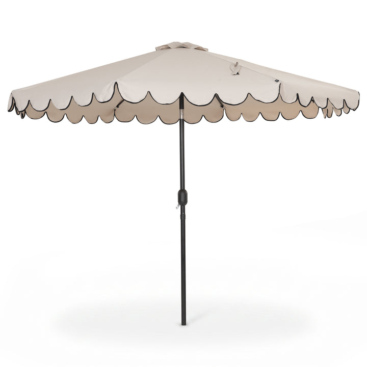 9' Aluminum Olefin Scalloped Market Umbrella with Push-Button Tilt, Crank