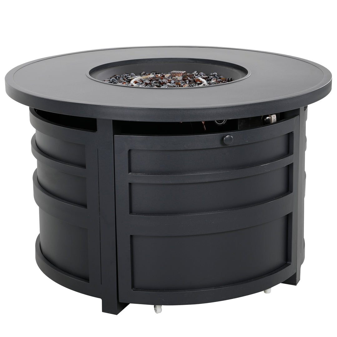 Outdoor 40 Inch Fire Pit Table, 50,000 BTU Propane Fire Pit with Lid