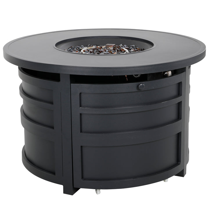 Outdoor 40 Inch Fire Pit Table, 50,000 BTU Propane Fire Pit with Lid