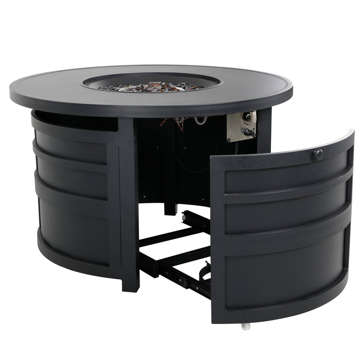 Outdoor 40 Inch Fire Pit Table, 50,000 BTU Propane Fire Pit with Lid