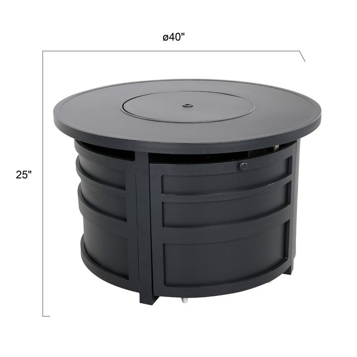 Outdoor 40 Inch Fire Pit Table, 50,000 BTU Propane Fire Pit with Lid