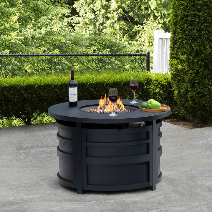 Outdoor 40 Inch Fire Pit Table, 50,000 BTU Propane Fire Pit with Lid