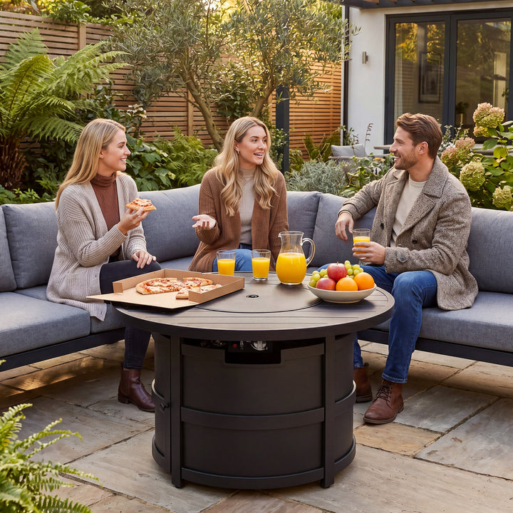 Outdoor 40 Inch Fire Pit Table, 50,000 BTU Propane Fire Pit with Lid
