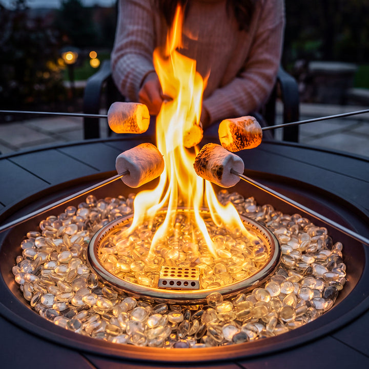 Outdoor 40 Inch Fire Pit Table, 50,000 BTU Propane Fire Pit with Lid