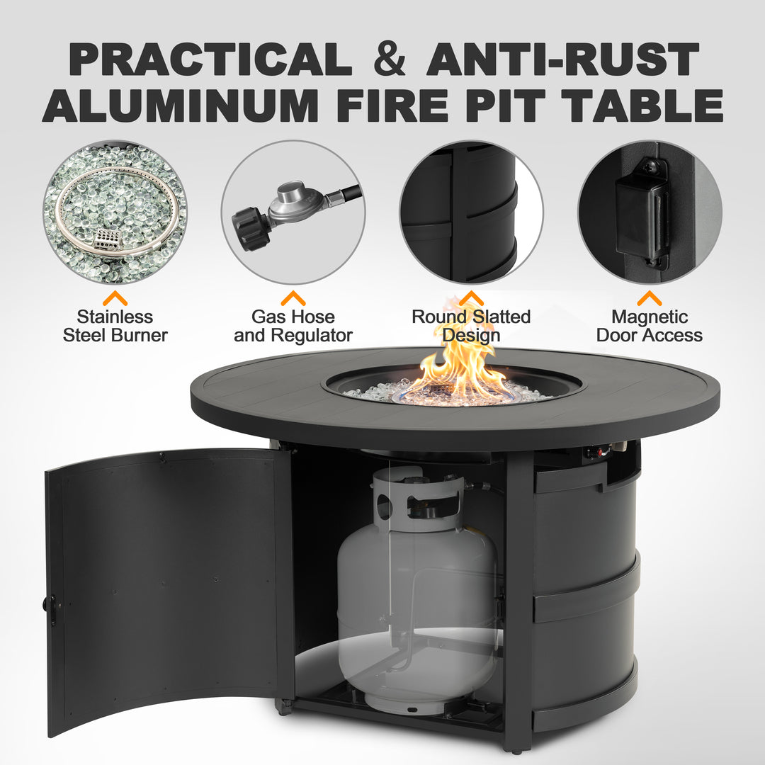 Outdoor 40 Inch Fire Pit Table, 50,000 BTU Propane Fire Pit with Lid