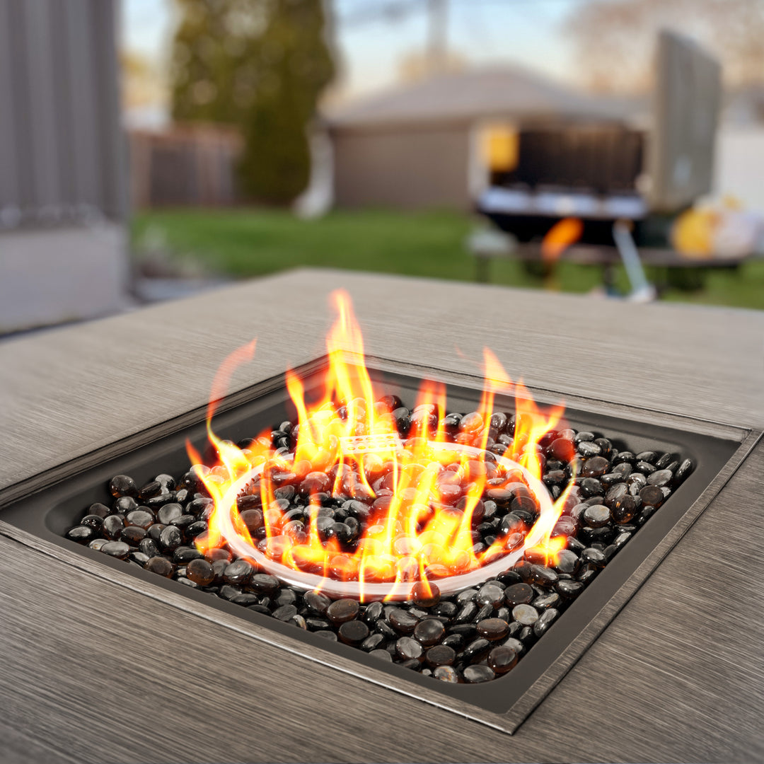 50,000 BTU Propane Fire Pit for Outdoor, 35” Square Fire Table with Lid