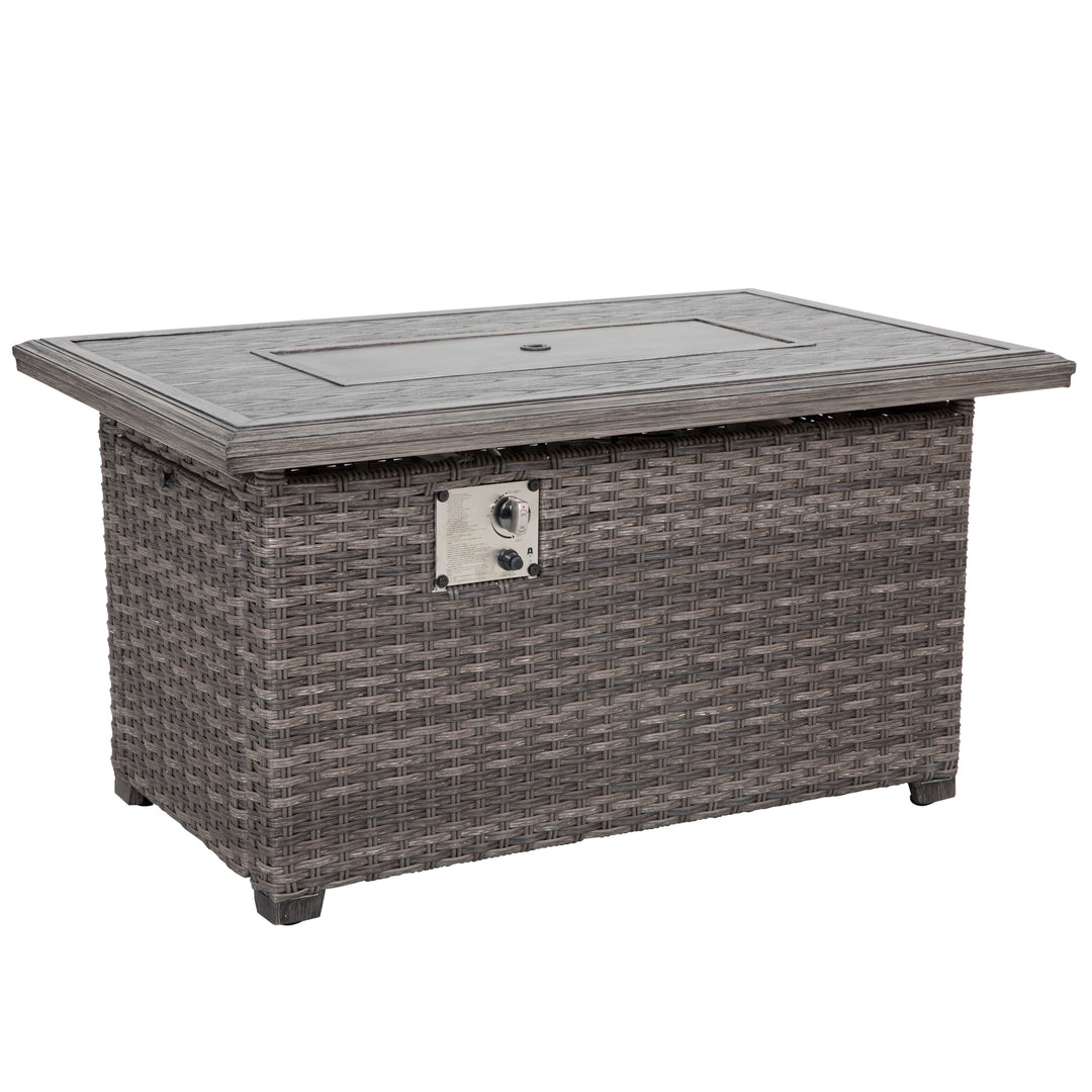 Outdoor Aluminum Rattan Fire Pit Table