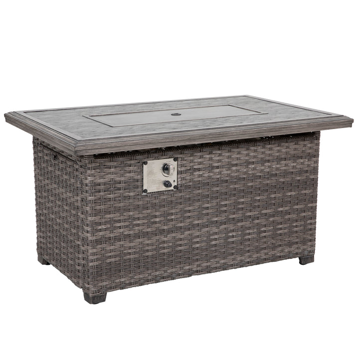 Outdoor Aluminum Rattan Fire Pit Table