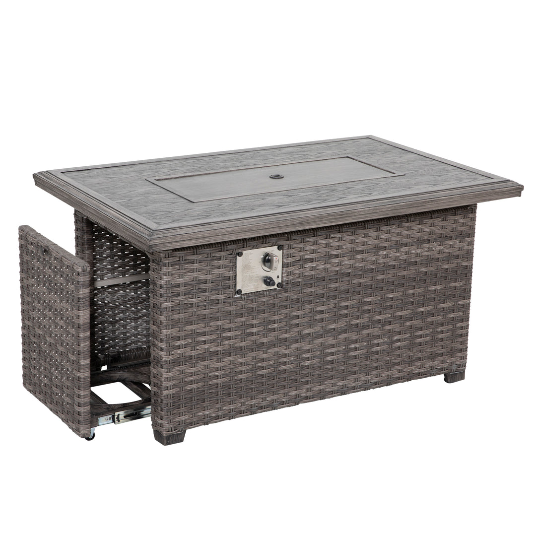 Outdoor Aluminum Rattan Fire Pit Table