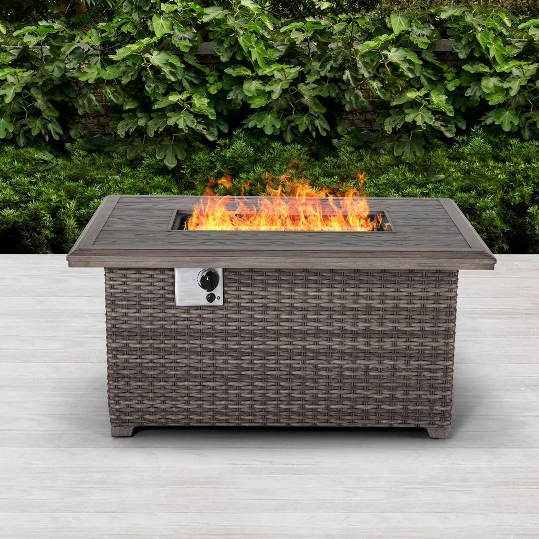 Outdoor Aluminum Rattan Fire Pit Table