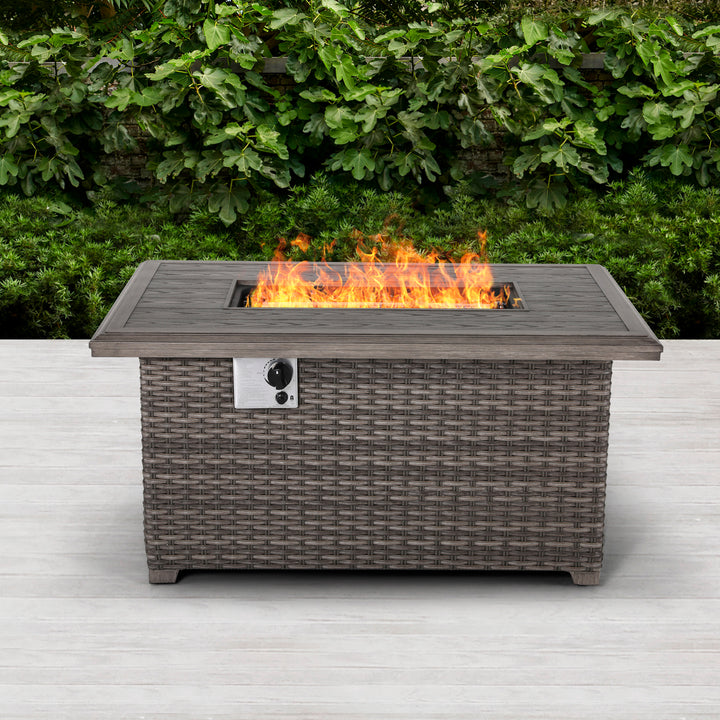 Outdoor Aluminum Rattan Fire Pit Table