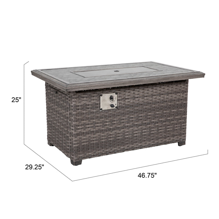Outdoor Aluminum Rattan Fire Pit Table