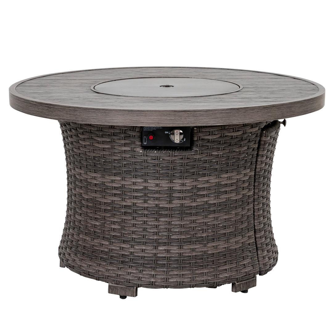 Patio Aluminum Rattan Fire Pit Table
