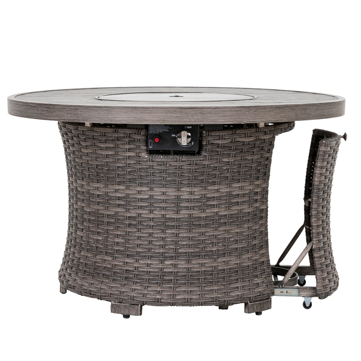 Patio Aluminum Rattan Fire Pit Table